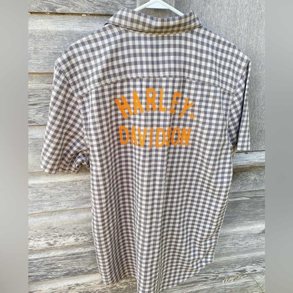 Men’s Embroidered Plaid Harley Davidson Button-down shirt size M